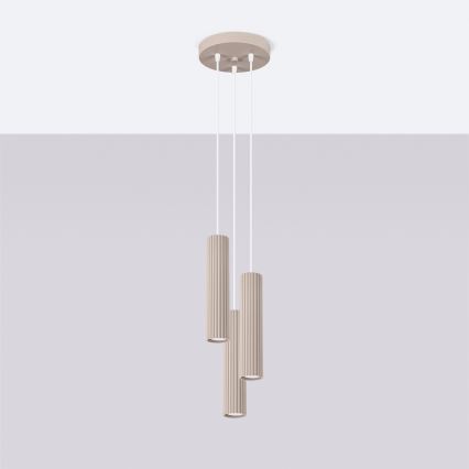 Brilagi - LED-Pendelleuchte an Kabel CRESTO 3xGU10/10W/230V taupe