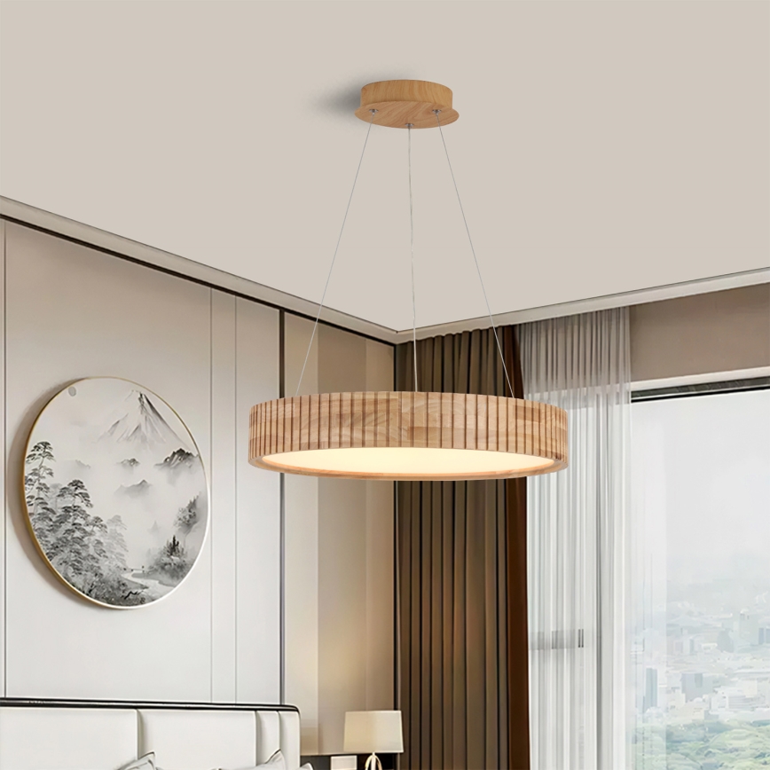Brilagi - LED-Hängeleuchte an Kabel FALCON WOOD MODERN LED/30W/230V 3000/4000/6000K Ø 45 cm aus Holz