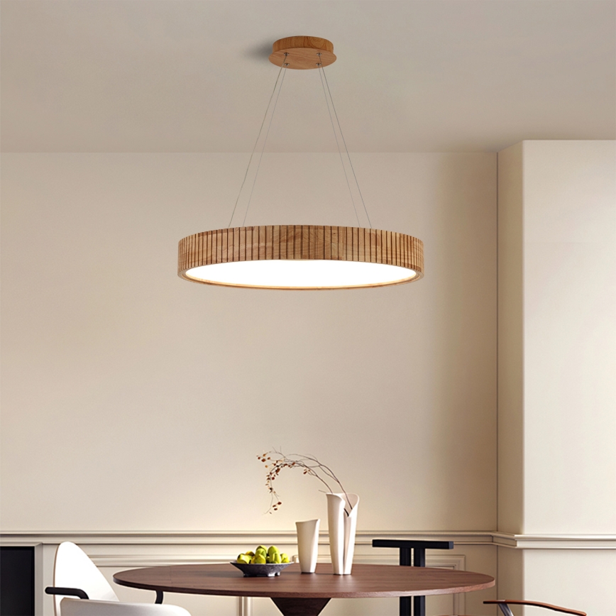 Brilagi - LED-Pendelleuchte mit Seilaufhängung FALCON WOOD MODERN LED/40W/230V 3000/4000/6000K Ø 60 cm Holz