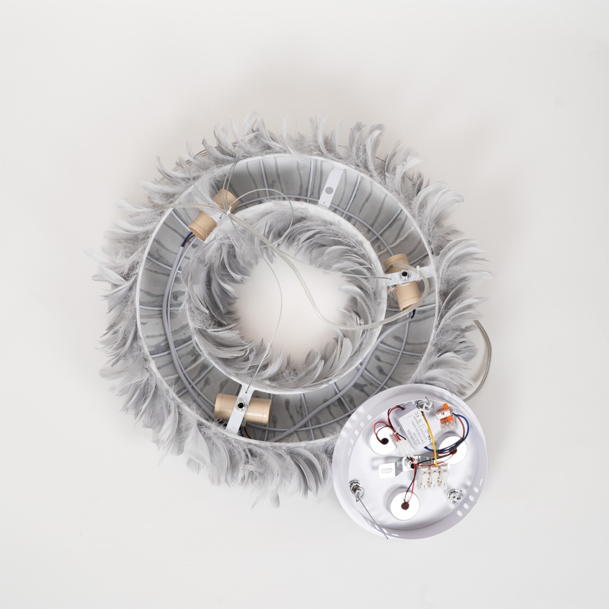 Brilagi - LED-Pendelleuchte an Kabel FEATHER 3xE27/40W/230V + 3xLED/3W Ø 50 cm grau