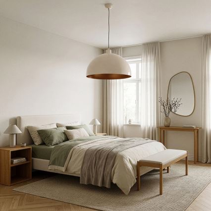 Brilagi - LED-Pendelleuchte an Kabel METALO 1xE27/40W/230V Ø 40 cm beige/kupferfarben