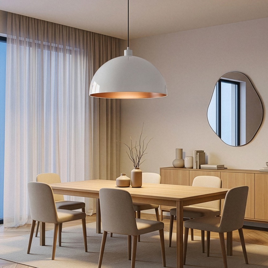 Brilagi - LED-Pendelleuchte an Kabel METALO 1xE27/40W/230V Ø 60 cm weiß/kupfer