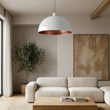 Brilagi - LED-Pendelleuchte an Kabel METALO 1xE27/40W/230V Ø 60 cm weiß/kupfer
