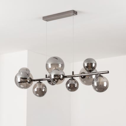 Brilagi - LED-Pendelleuchte an Kabel MILLA 10xG9/3W/230V schwarz-chrom/rauchglas
