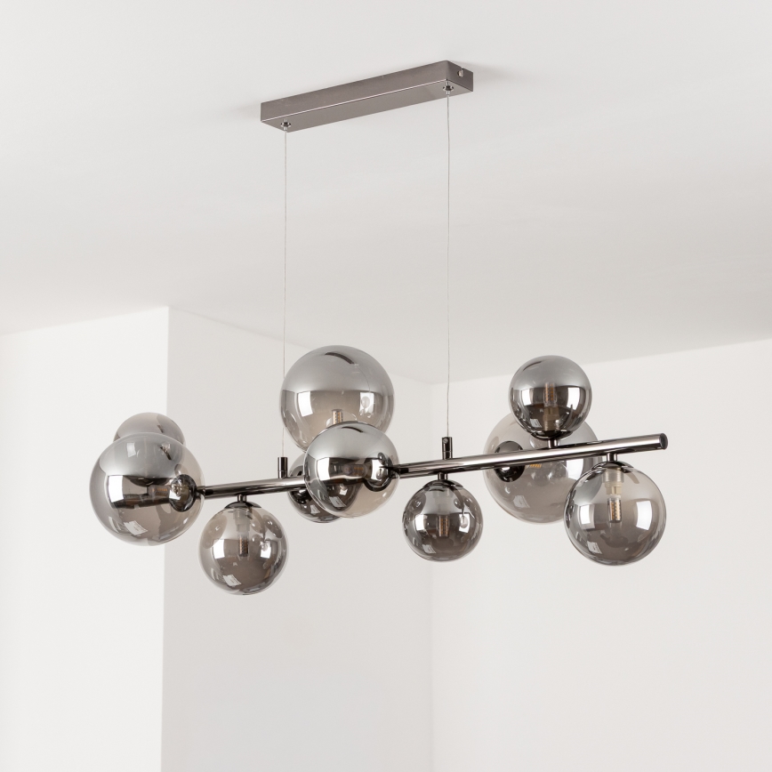 Brilagi - LED-Pendelleuchte an Kabel MILLA 10xG9/3W/230V schwarz-chrom/rauchglas