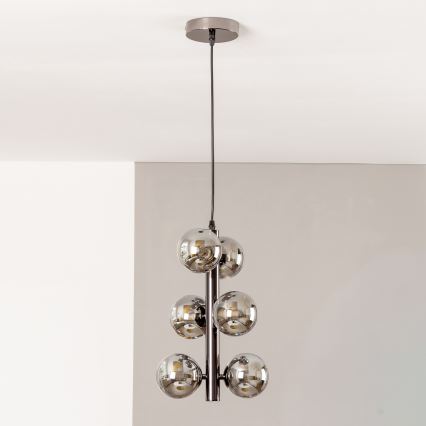 Brilagi - LED-Pendelleuchte an Kabel MILLA 6xG9/3W/230V schwarz/chrom/rauchglas