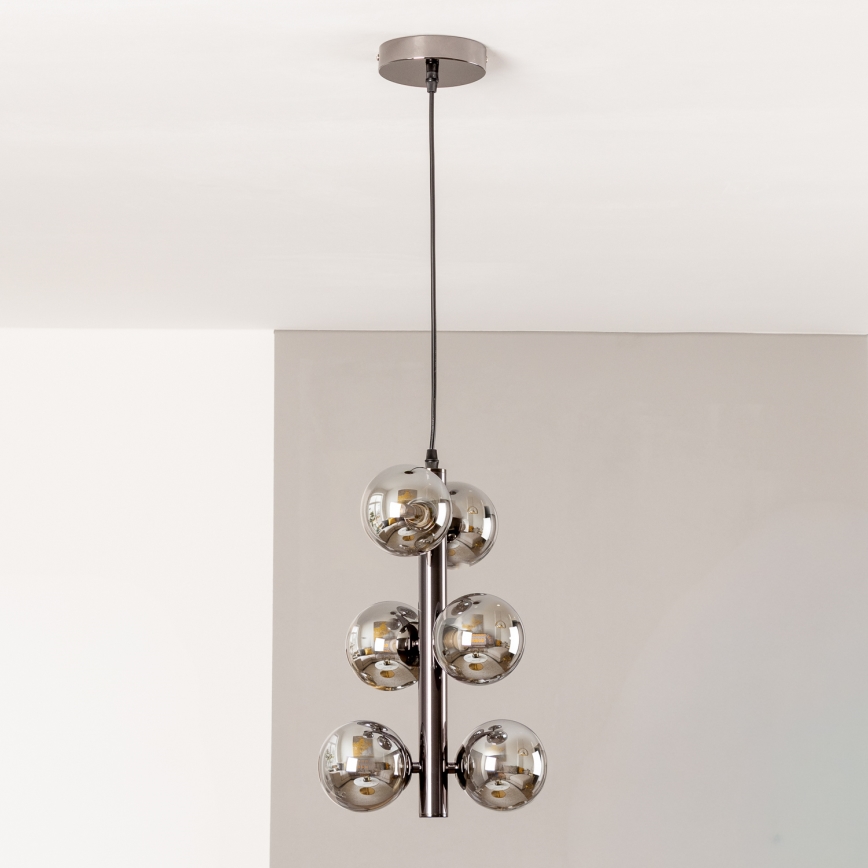 Brilagi - LED-Pendelleuchte an Kabel MILLA 6xG9/3W/230V schwarz/chrom/rauchglas