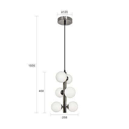 Brilagi - LED-Pendelleuchte an Kabel MILLA 6xG9/3W/230V schwarz-chrom/weiß