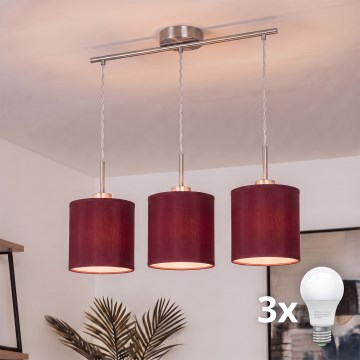 Brilagi - LED-Pendelleuchte an Kabel NUBILA 3xE27/60W/230V Pompejanrot