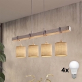 Brilagi - LED-Pendelleuchte an Kabel NUBILA 4xE27/60W/230V grau/hellbraun