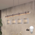 Brilagi - LED-Pendelleuchte an Kabel NUBILA 4xE27/60W/230V grau