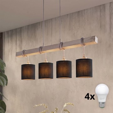 Brilagi - LED-Pendelleuchte an Kabel NUBILA 4xE27/60W/230V grau/schwarz