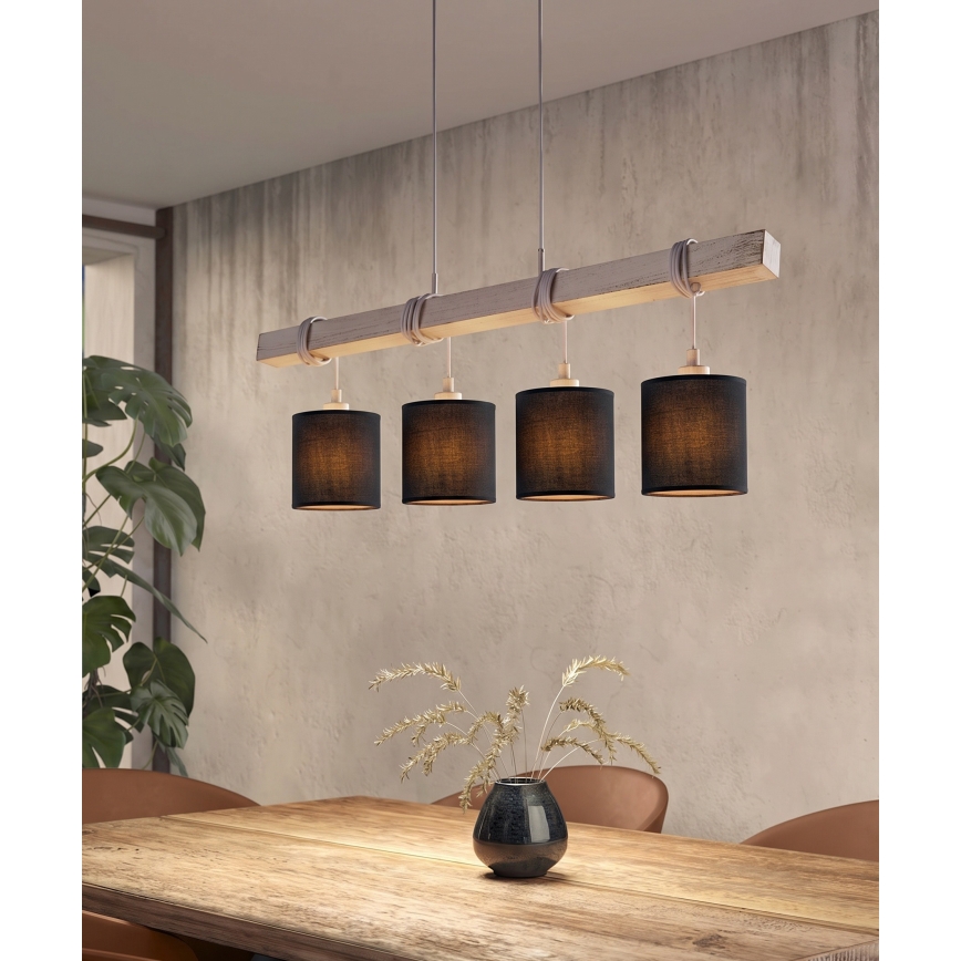 Brilagi - LED-Pendelleuchte an Kabel NUBILA 4xE27/60W/230V grau/schwarz