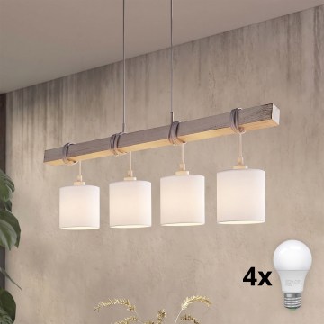 Brilagi - LED-Pendelleuchte an Kabel NUBILA 4xE27/60W/230V grau/weiß