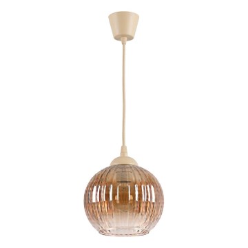 Brilagi - LED-Pendelleuchte an Kabel RETRO GLAS 1x E27/60W/230V, Ø 18 cm beige/rauchbraun
