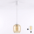 Brilagi - LED-Pendelleuchte an Kabel RETRO GLASS 1x E27/60W/230V Ø 14 cm weiß/rauchbraun