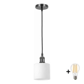 BRILAGI - LED Pendelleuchte an Kabel RETRO GLASS 1xE27/60W/230V Ø 10 cm schwarz/weiß