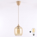 Brilagi - LED-Pendelleuchte an Kabel RETRO GLASS 1xE27/60W/230V Ø 14 cm beige/rauchbraun