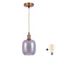 BRILAGI - LED-Pendelleuchte an Kabel RETRO GLASS 1xE27/60W/230V Ø 14 cm gold/rauchgrau