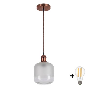 Brilagi - LED-Pendelleuchte an Kabel RETRO GLASS 1xE27/60W/230V Ø 14 cm Kupfer/Weiß