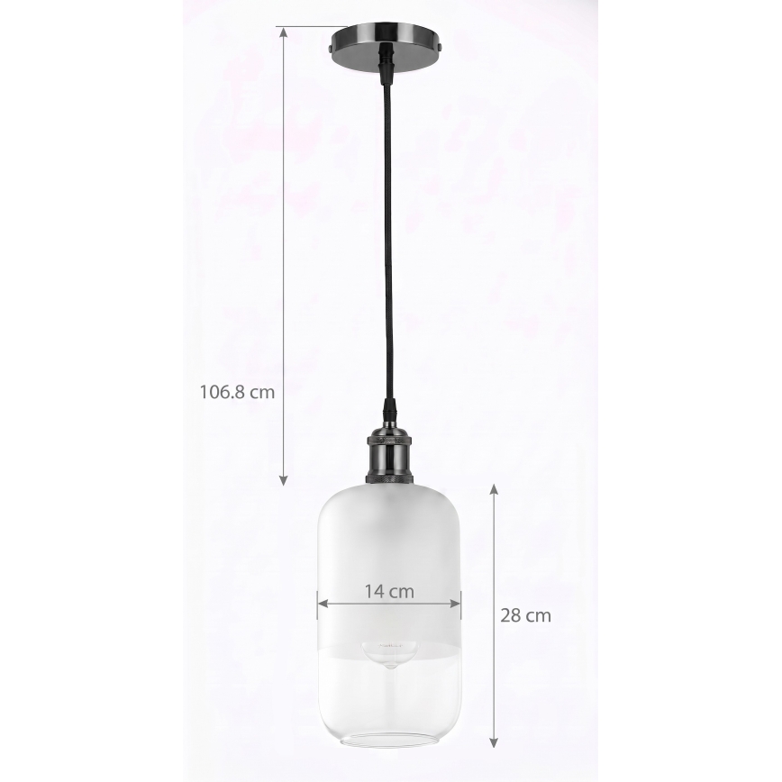 BRILAGI - LED Pendelleuchte an Kabel RETRO GLASS 1xE27/60W/230V Ø 14 cm schwarz/weiß