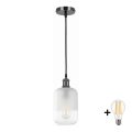 BRILAGI - LED-Pendelleuchte an Kabel RETRO GLASS 1xE27/60W/230V Ø 14 cm schwarz/weiß