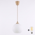 Brilagi - LED-Pendelleuchte an Kabel RETRO GLASS 1xE27/60W/230V Ø 15 cm beige/weiß