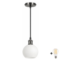BRILAGI - LED Pendelleuchte an Kabel RETRO GLASS 1xE27/60W/230V Ø 15 cm schwarz/weiß