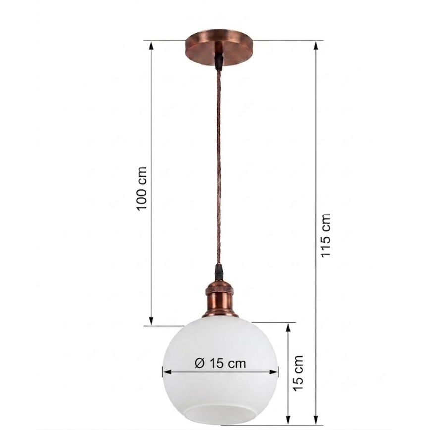Brilagi - LED-Pendelleuchte an Kabel RETRO GLASS 1xE27/60W/230V Ø 15 cm weiß