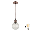 Brilagi - LED-Pendelleuchte an Kabel RETRO GLASS 1xE27/60W/230V Ø 18 cm weiß/klar