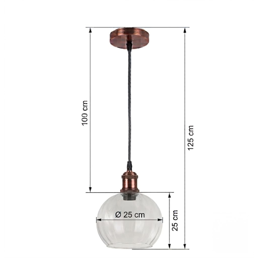 Brilagi - LED-Pendelleuchte an Kabel RETRO GLASS 1xE27/60W/230V Ø 25 cm weiß/klar