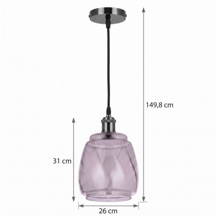 BRILAGI - LED-Hängeleuchte an Kabel RETRO GLASS 1xE27/60W/230V Ø 26 cm schwarz/rauchgrau