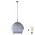 BRILAGI - LED Pendelleuchte an Kabel RETRO GLASS 1xE27/60W/230V Ø 38 cm mattchrom/rauchgrau