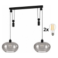 BRILAGI - LED Pendelleuchte an Kabel RETRO GLASS 2xE27/40W/230V schwarz/rauchgrau