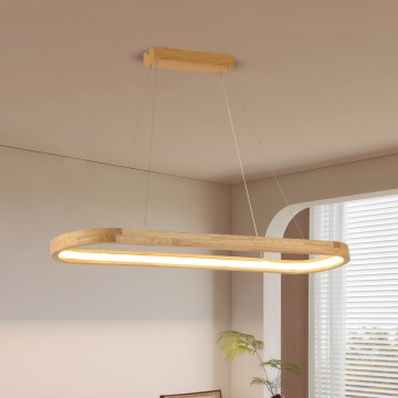 Brilagi - LED-Pendelleuchte an Kabel UMEA WOOD LED/40W/230V 90x22 cm Gummibaumholz