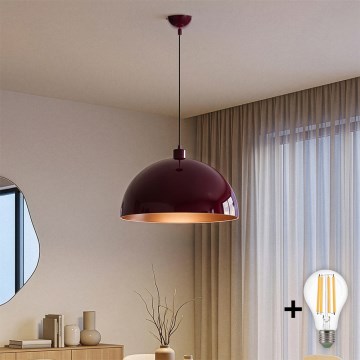 Brilagi - LED-Pendelleuchte an Seil METALO 1xE27/40W/230V Ø 40 cm Burgund/Kupfer