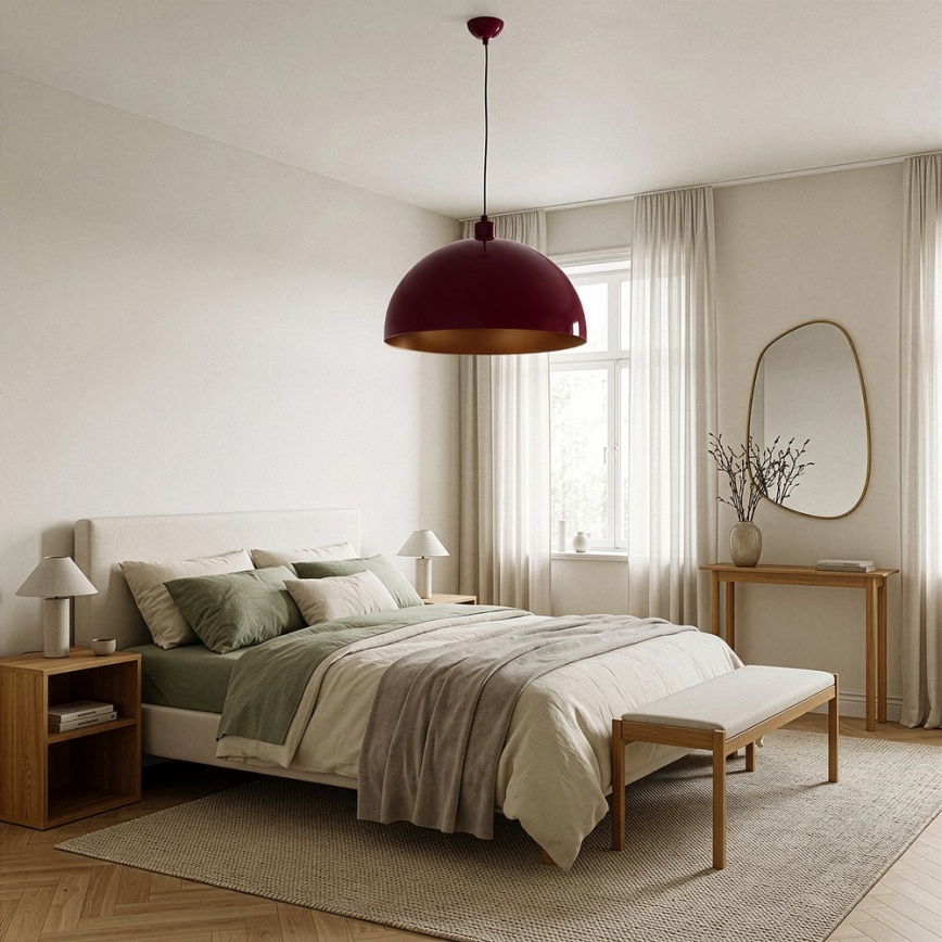 Brilagi - LED-Pendelleuchte an Seil METALO 1xE27/40W/230V Ø 40 cm Burgund/Kupfer