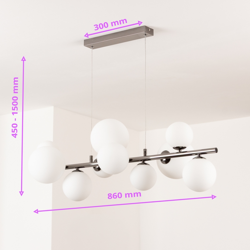 Brilagi - LED-Pendelleuchte an Seil MILLA 10xG9/3W/230V schwarz/chrom/weiß