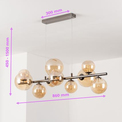 Brilagi - LED-Pendelleuchte MILLA mit Seilaufhängung 10xG9/3W/230V schwarz-chrom/gold