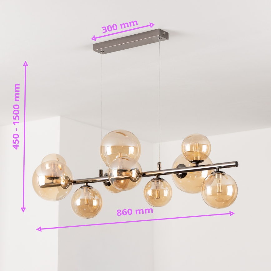 Brilagi - LED-Pendelleuchte MILLA mit Seilaufhängung 10xG9/3W/230V schwarz-chrom/gold