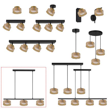 Brilagi - LED Pendelleuchte mit Kabel AURA LUX 3xGX53/30W/230V schwarz/gold