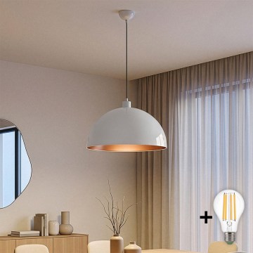 Brilagi - LED-Pendelleuchte mit Kabel METALO 1xE27/40W/230V Ø 40 cm weiß/kupfer