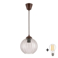 Brilagi - LED-Pendelleuchte mit Kabel RETRO-GLAS 1xE27/60W/230V Ø 18 cm braun/klar