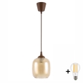 Brilagi - LED-Pendelleuchte mit Kabel RETRO GLASS 1xE27/60W/230V Ø 14 cm braun/rauchbraun