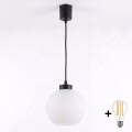 Brilagi - LED-Pendelleuchte mit Kabel RETRO GLASS 1xE27/60W/230V Ø 15 cm schwarz/weiß