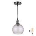 BRILAGI - LED-Pendelleuchte mit Kabel RETRO GLASS 1xE27/60W/230V Ø 25 cm schwarz/rauchgrau