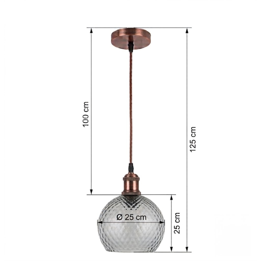 Brilagi - LED-Pendelleuchte mit Kabelaufhängung RETRO GLASS 1xE27/60W/230V Ø 25 cm weiß/rauchgrau
