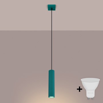 Brilagi - LED-Pendelleuchte mit Kabelaufhängung CRESTO 1xGU10/10W/230V türkis