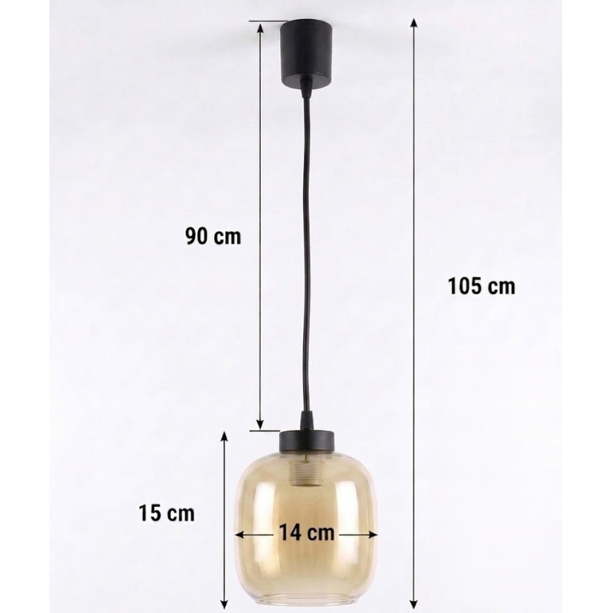 Brilagi - LED-Hängeleuchte am Kabel RETRO GLASS 1xE27/60W/230V Ø 14 cm schwarz/rauchbraun