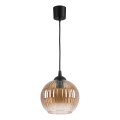 Brilagi - LED-Pendelleuchte mit Kabelaufhängung RETRO GLASS 1xE27/60W/230V Ø 18 cm schwarz/rauchbraun